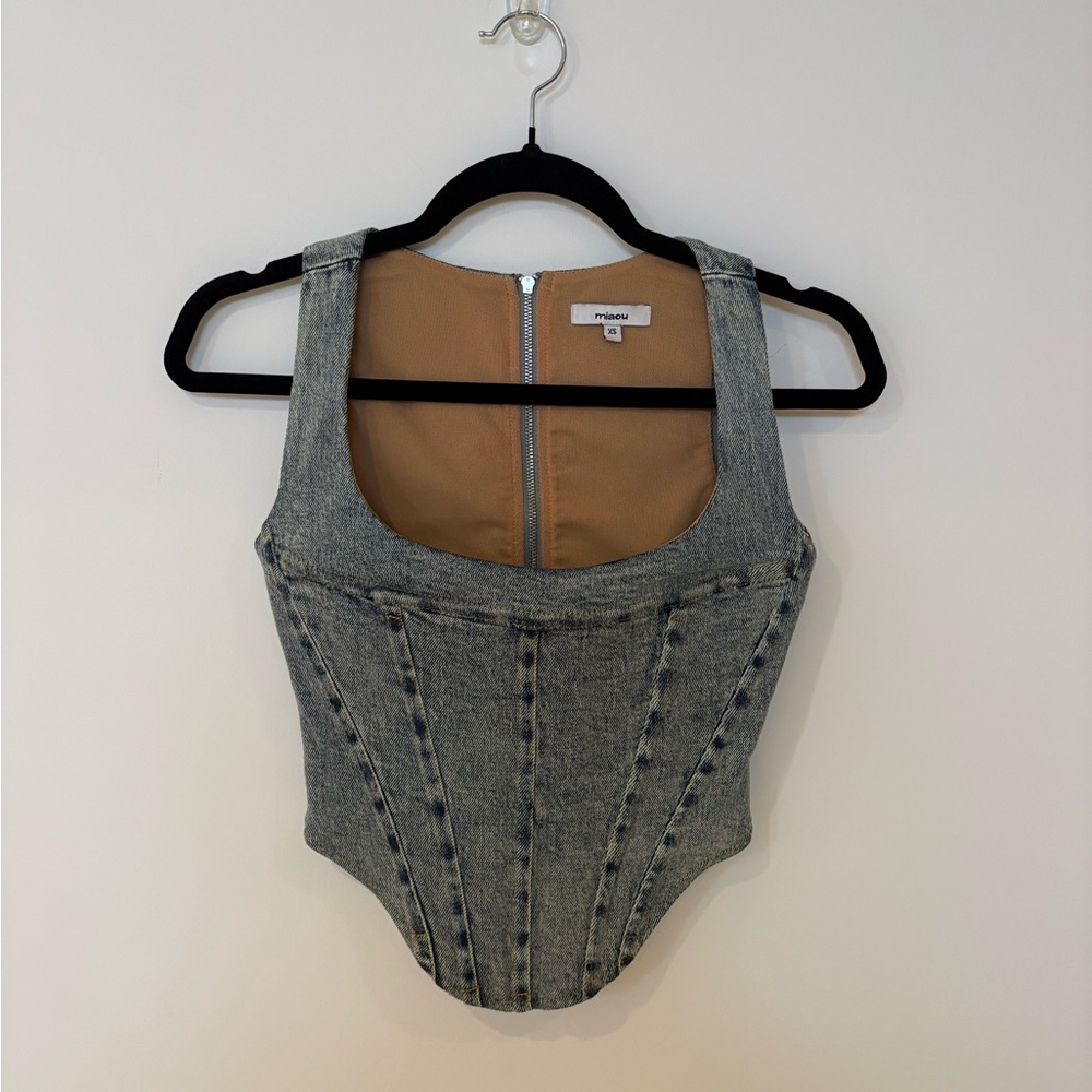 Miaou Blue Denim Corset Top